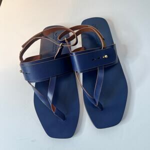 MERCEDES CASTILLO Adria Napa Thong Flat Sandals Blue 10 1/2